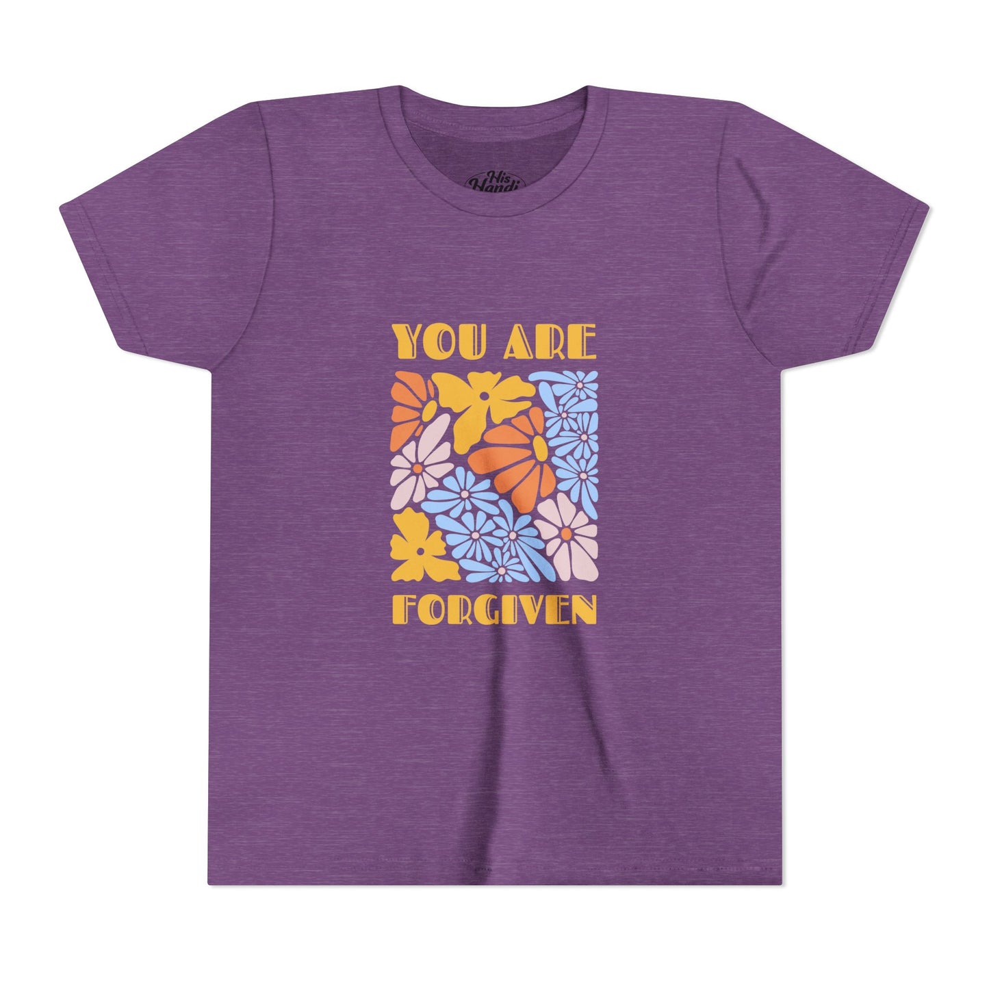 Youth Short Sleeve Tee - You Are Forgiven Floral Design, Kids Gift, Positive Message Shirt, Everyday Wear, Summer Outfits
